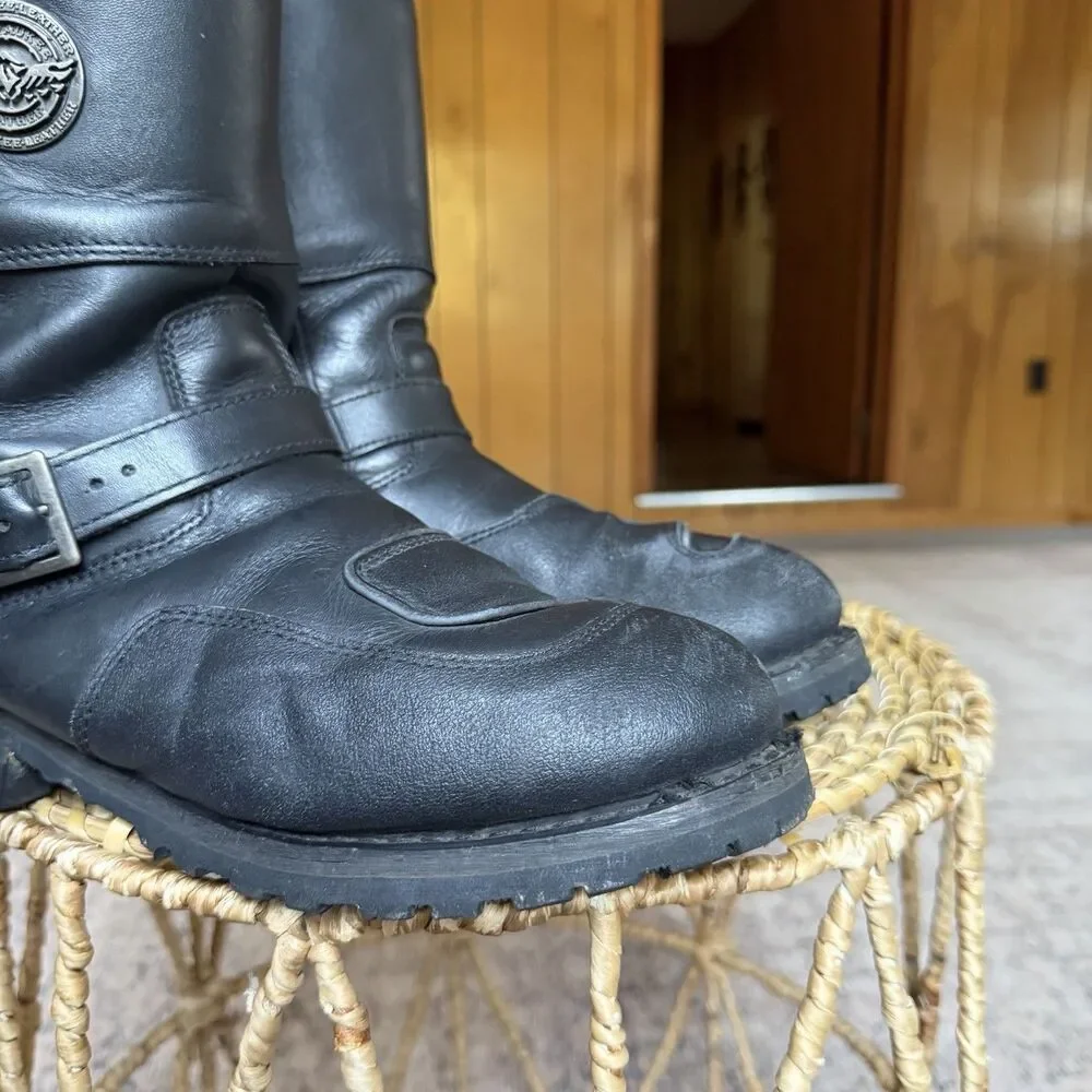 Milwaukee Leather Men's Black Leather Motorcycle Boots Size 12